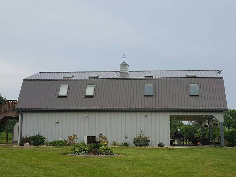 Steel Master Roofing install: Burnished Slate