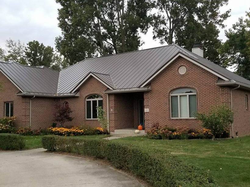 Steel Master Roofing install: Burnished Slate
