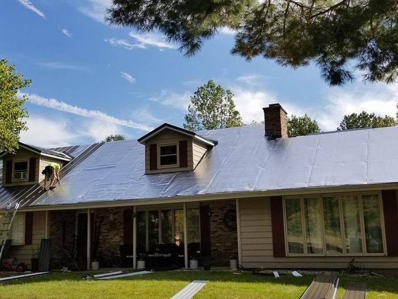 Steel Master Roofing install: Burnished Slate