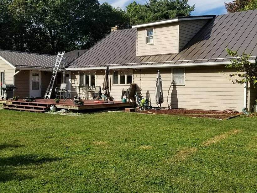 Steel Master Roofing install: Burnished Slate