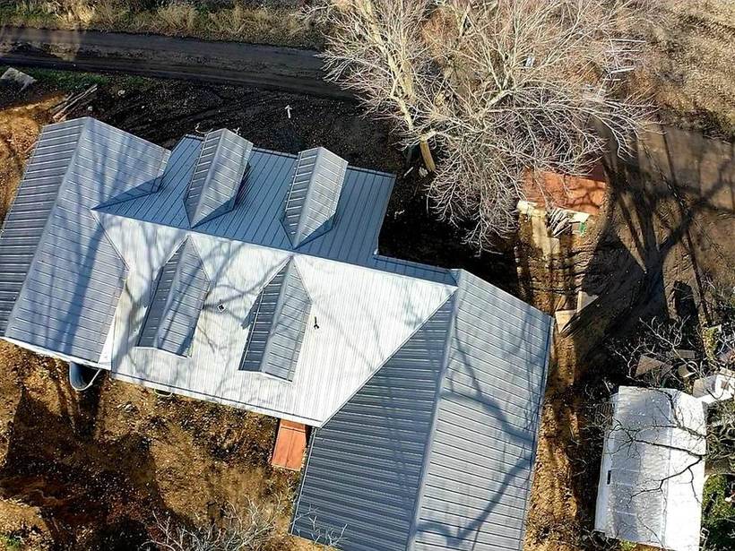 Steel Master Roofing install: Goshen, Standing Seam, Charcoal