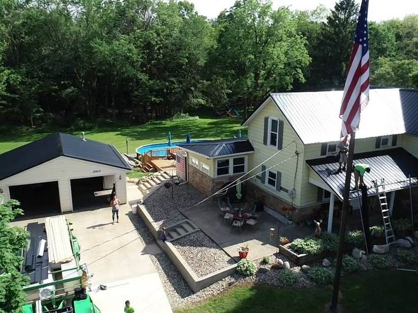 Steel Master Roofing install: Edwardsburg, Exposed Fastener, Coal Black