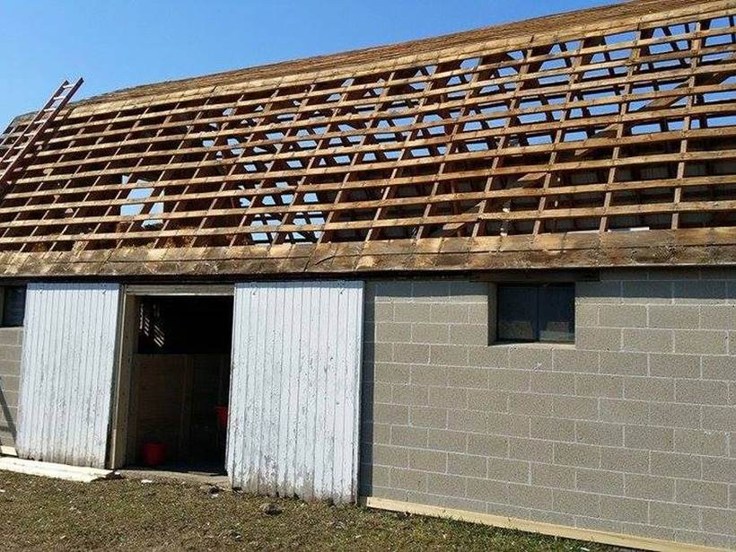 Steel Master Roofing install: Kendallville, Exposed Fastener, Rustic Red