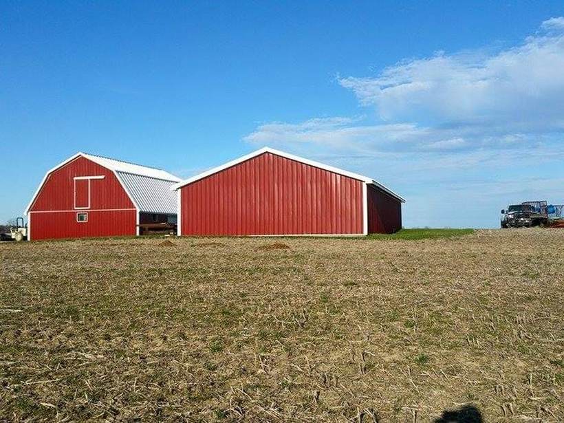 Steel Master Roofing install: Kendallville, Exposed Fastener, Rustic Red
