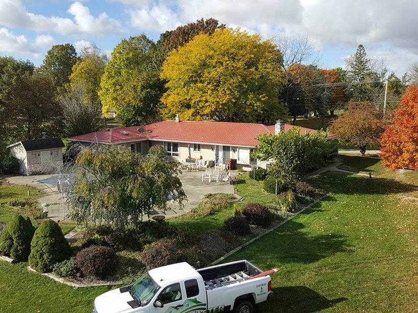 Steel Master Roofing install: Goshen, Rustic Red