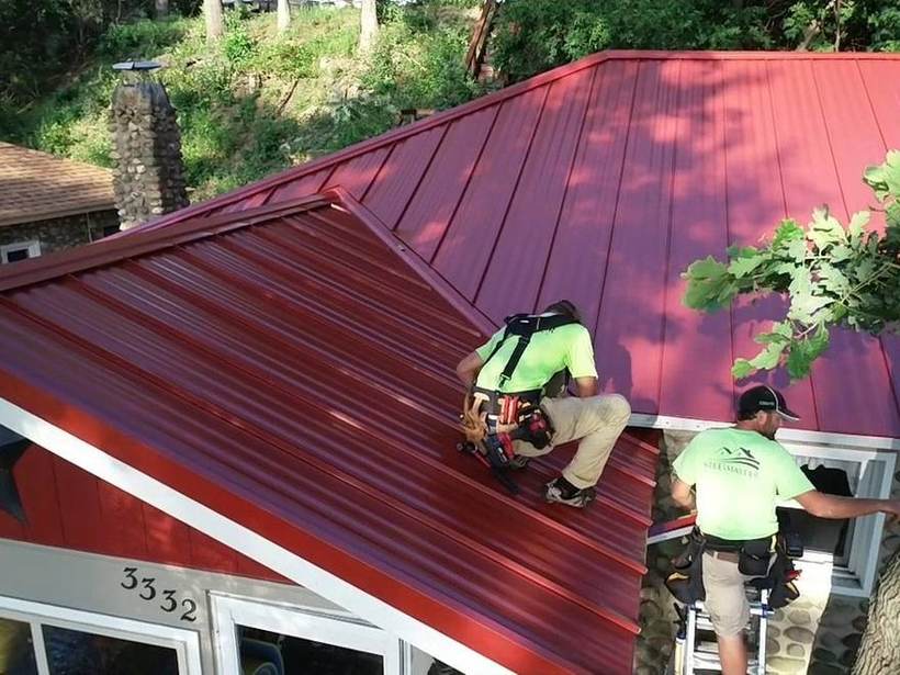 Steel Master Roofing install: Standing Seam, Rustic Red