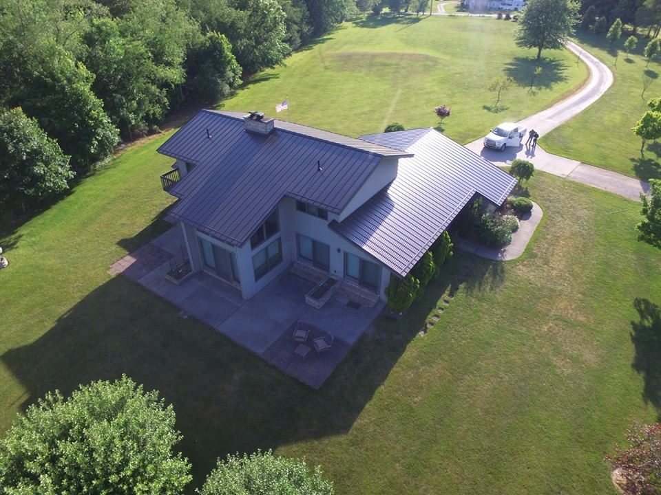 Steel Master Roofing install: Goshen - Standing Seam - Burnished Slate