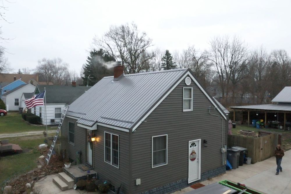 Steel Master Roofing install: Install Progress - charcoal gray